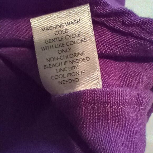 CJ Banks Linen Blend L/S Popover 2X Purple Roll tab Sleeve V-Neck - Picture 7 of 10